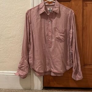 Button denim light denim feel shirt, light pink
